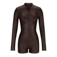 thumbnail image 3 of Women's Sexy Bodycon Jumpsuits Zip Up Long Sleeve Romper Shorts One Piece Party Clubwear Outfits, 3 of 6