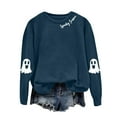 thumbnail image 4 of mgoYE Halloween Shirts for Women Halloween Sweatshirts for Women Ghost Pumpkin Long Sleeve Shirt Graphic Tees Fall Pullover Tops(Navy,M), 4 of 5