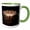 Green/White, variant on 3drose, Carousel Merry Go Round Amusement Park Lit up at Night, 11oz Two-tone Green Mug