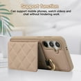 thumbnail image 3 of Back Case for Samsung Galaxy S24, Stylish Slim Fit Card Holder Kickstand Finger Ring Crossbody Strap, PU Leather + TPU Durable Shockproof Protective Phone Case Cover for Women Girls - Khaki, 3 of 9
