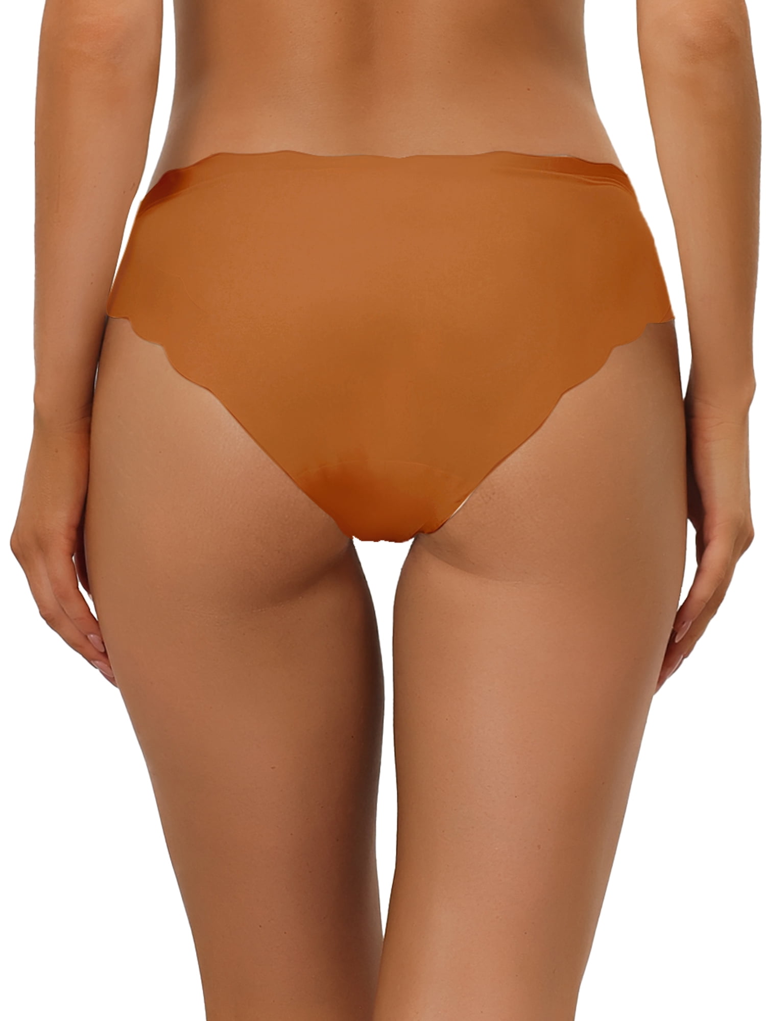 Unique Bargains Women No Show Stretch Underwear Invisible Brief Panties S Dark Orange