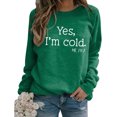 thumbnail image 1 of Sudadera de manga larga con estampado de letras y cuello redondo para mujer, color verde, L, 1 of 5