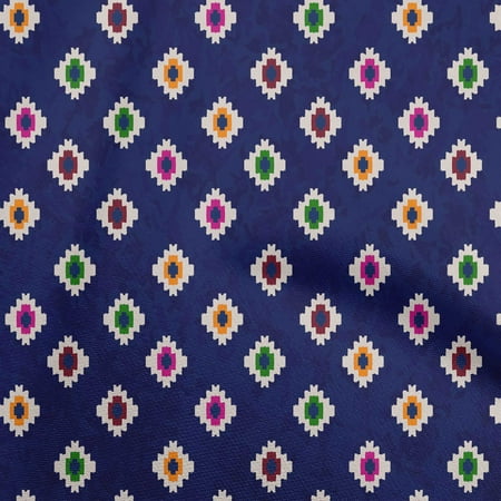 oneOone Cotton Poplin Blue Fabric African Aztech Sewing Craft Projects Fabric Prints By Yard 42 Inch Wide