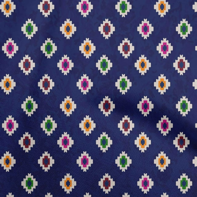 oneOone Cotton Poplin Twill Blue Fabric African Aztech Craft Projects Decor Fabric Printed By The Yard 56 Inch Wide