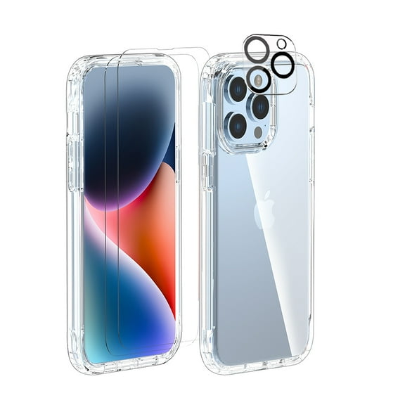 Xhy for iPhone 15 Case with Screen and Lens Protector 2 in 1 Reinforced Bumper Protection Anti Scratch Transparent Shockproof Non-Yellowing Crystal Clear Case iPhone 15 6.1 inch 2023 Phone