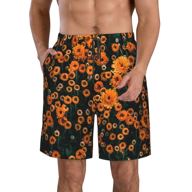 Fotbe Daisies Trajes de Baño Estampados para Hombre, Shorts de Verano de Secado Rápido, Ropa de Playa, Bañadores-Medium