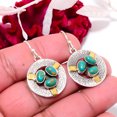 thumbnail image 3 of Copper Turquoise 925 Sterling Silver Two Tone Earring 1.56" E8366, Christmas Gift, 3 of 4