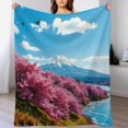 thumbnail image 4 of NIANHE Mountain snow flowers blanket, comfortable and soft, warm casual blanket, printed design, winter sofa dormitory home decoration, must-have travel product. Size is 60x80 inches., 4 of 9