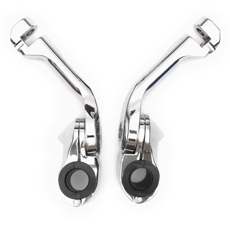 Krator 5" Angled Adjustable Highway Foot Peg Kit For 1.25" Engine Guards - Chrome, Fits Harley Dyna & More