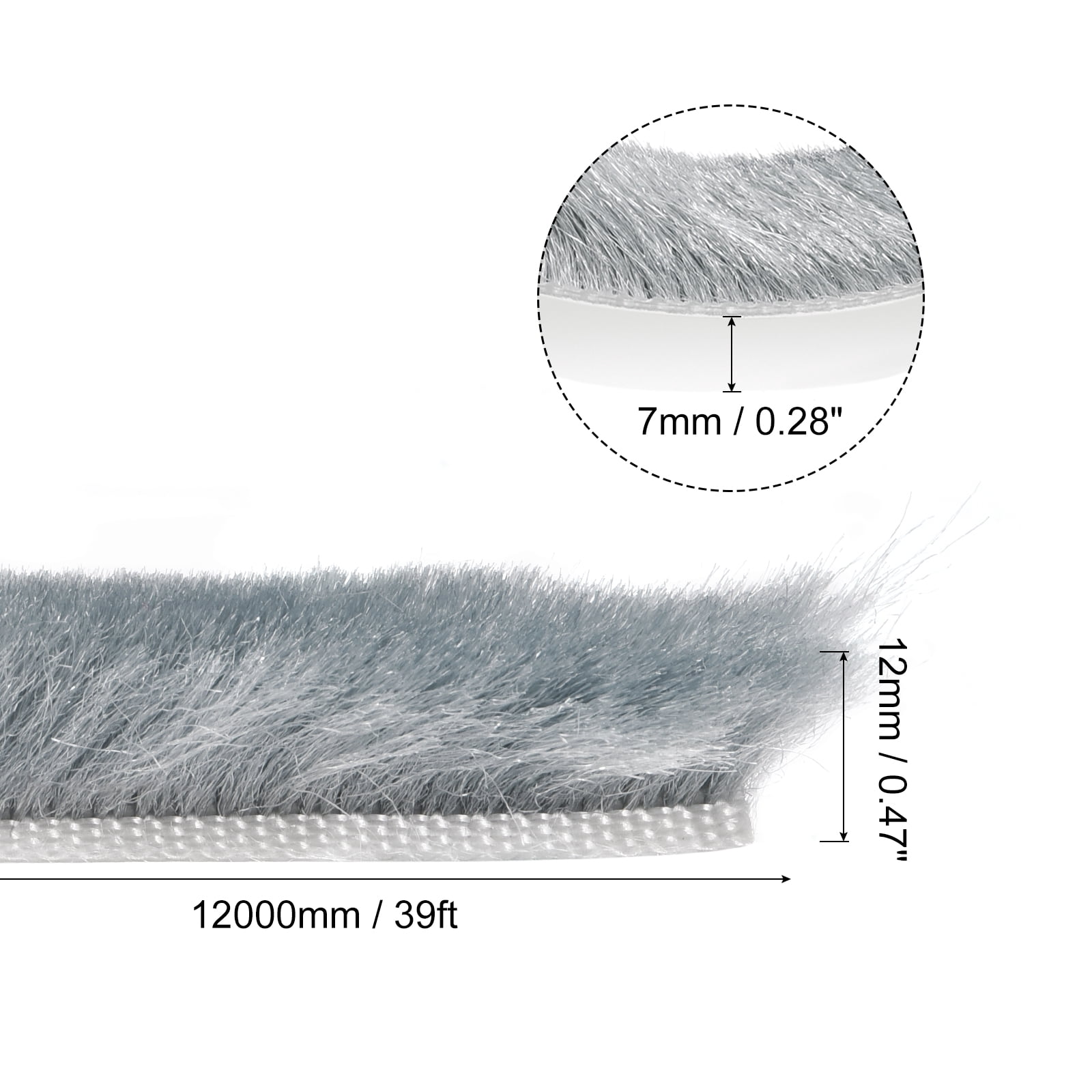 Uxcell 2 Pack Weather Stripping Brush, 39ft L x 0.28" W x 0.47" H Self-Adhesive Seal Weatherstrip Sweep Brush Gray for Door Window