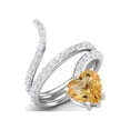 thumbnail image 2 of 7MM Heart Shape Wrap Bypass Ring Natural Citrine 925 Silver Women Rings, 2 of 3