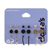 Claire's Women's Mixed Button, Hoops Stud Earrings, Post Back 9 Pack 03071 Adult Female Crystal