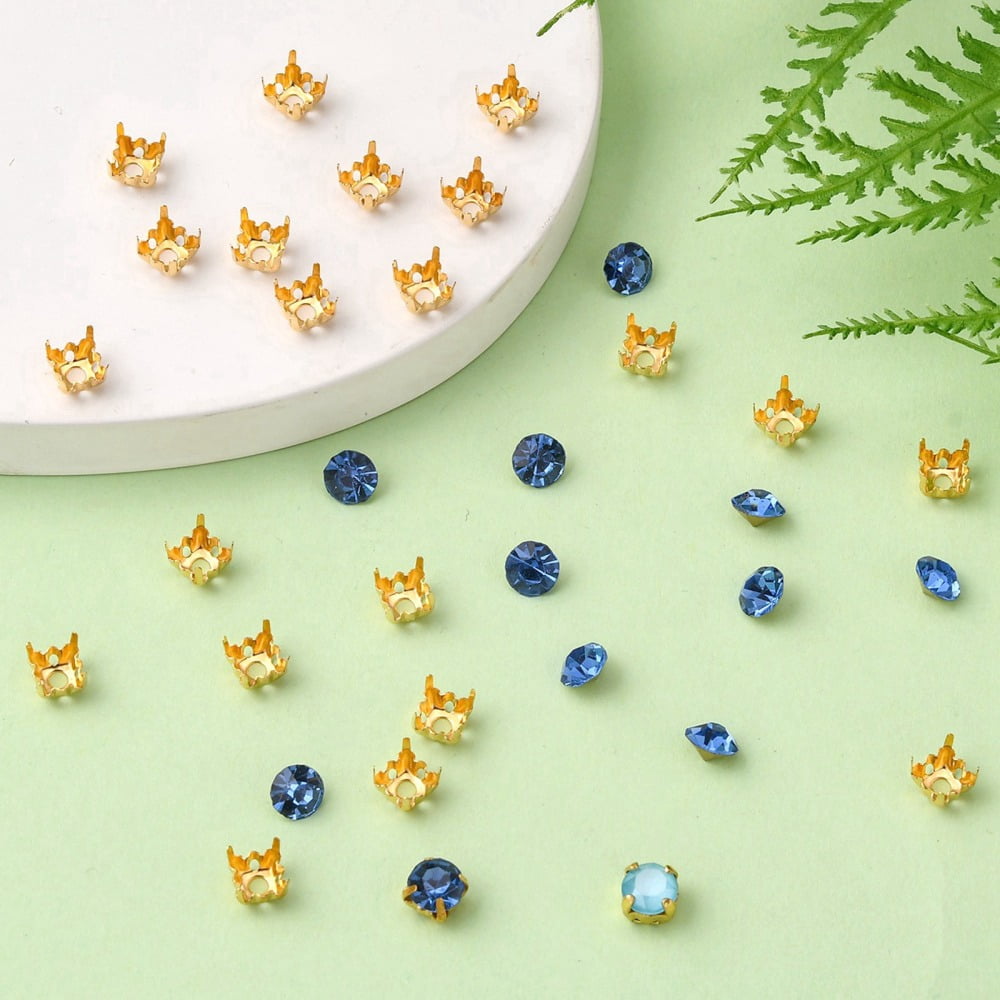 1bag Square Brass Sew on Prong Settings Rhinestone Claw Settings Golden 6x6x0.25mm Fit for SS28 Diamond Shape Rhinestone about 2000pcs/bag
