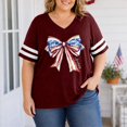 thumbnail image 2 of 2026 New Womens Plus Size Tops 4th of July V Neck Shirt Graphic Loose Fit Flower Short Sleeve Patriotic Tee Casual Summer Tops(,XXXXL), 2 of 4