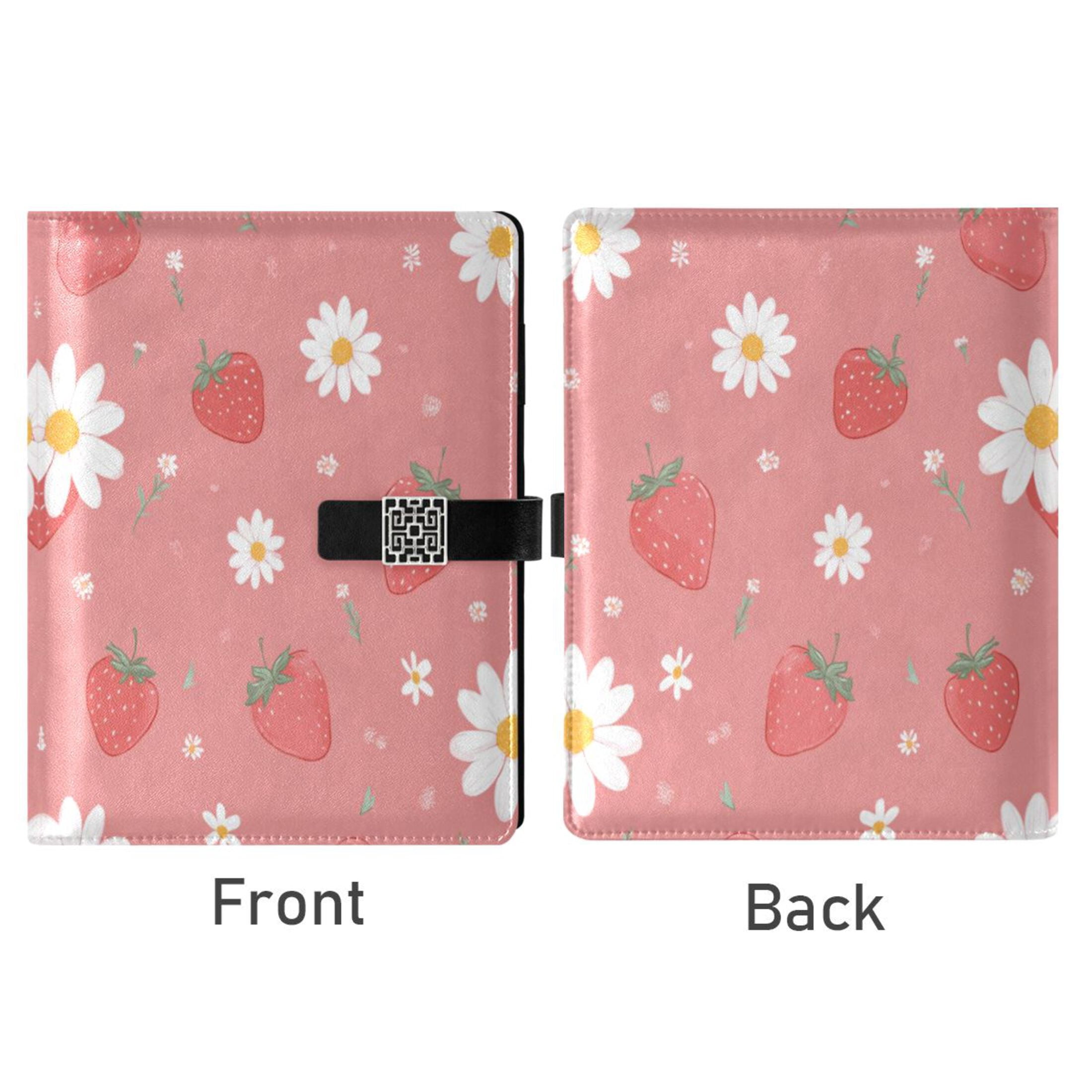 Leather Planner Leather Notebook Notebook Journal Binder Design Pen Pocket Design Convenient for Storage Yummy Cute Pink Strawberries
