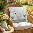 thumbnail image 6 of QuanTara Easter Spring Rabbit Flower Pillow Cover, 18x18in White Decorative Pillow Case, Nylon Spandex Cushion Cover for Sofa Bedroom, Holiday Home Decor Easter Gift, 6 of 6