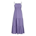 thumbnail image 7 of Alkepwun Women's Plus Size Sun Dresses Summer Casual Spaghetti Strap Smocked Tired Maxi Dress Flowy Backless Beach Long Dresses, 7 of 7