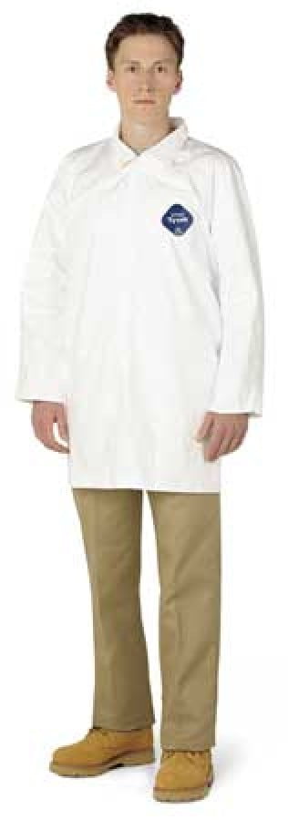 X-Large DuPont Tyvek 400 TY212S Disposable Lab Coat with Open Cuff Pack of 8 White 
