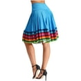 thumbnail image 5 of iiniim Womens Long Full Circle Folklorico Dance Skirts Spanish Bull Folkloric Mexican Flamenco Performance Sky Blue 55cm 4XL, 5 of 7