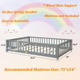 uhomepro Full Size Wood Floor Bed Frame with Fence and Door for Kids