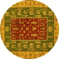 thumbnail image 1 of Ahgly Company Machine Washable Indoor Round Abstract Yellow Modern Area Rugs, 6' Round, 1 of 4