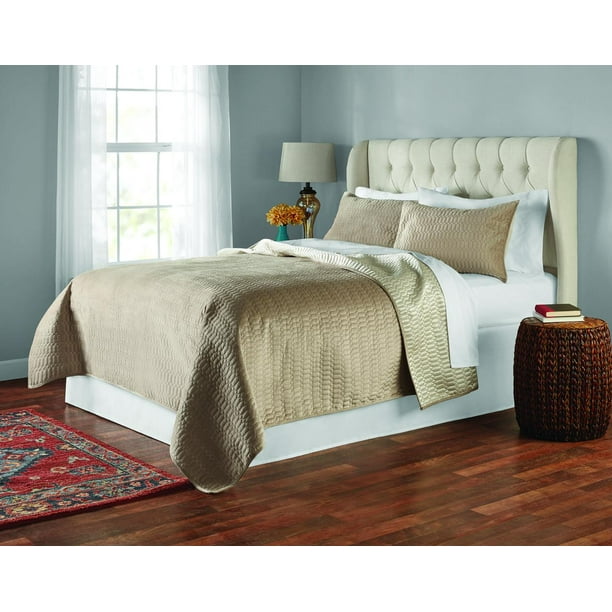 Mainstays Poly Plush Velvet Geometric Stitched 2 Piece Twin/TwinXL