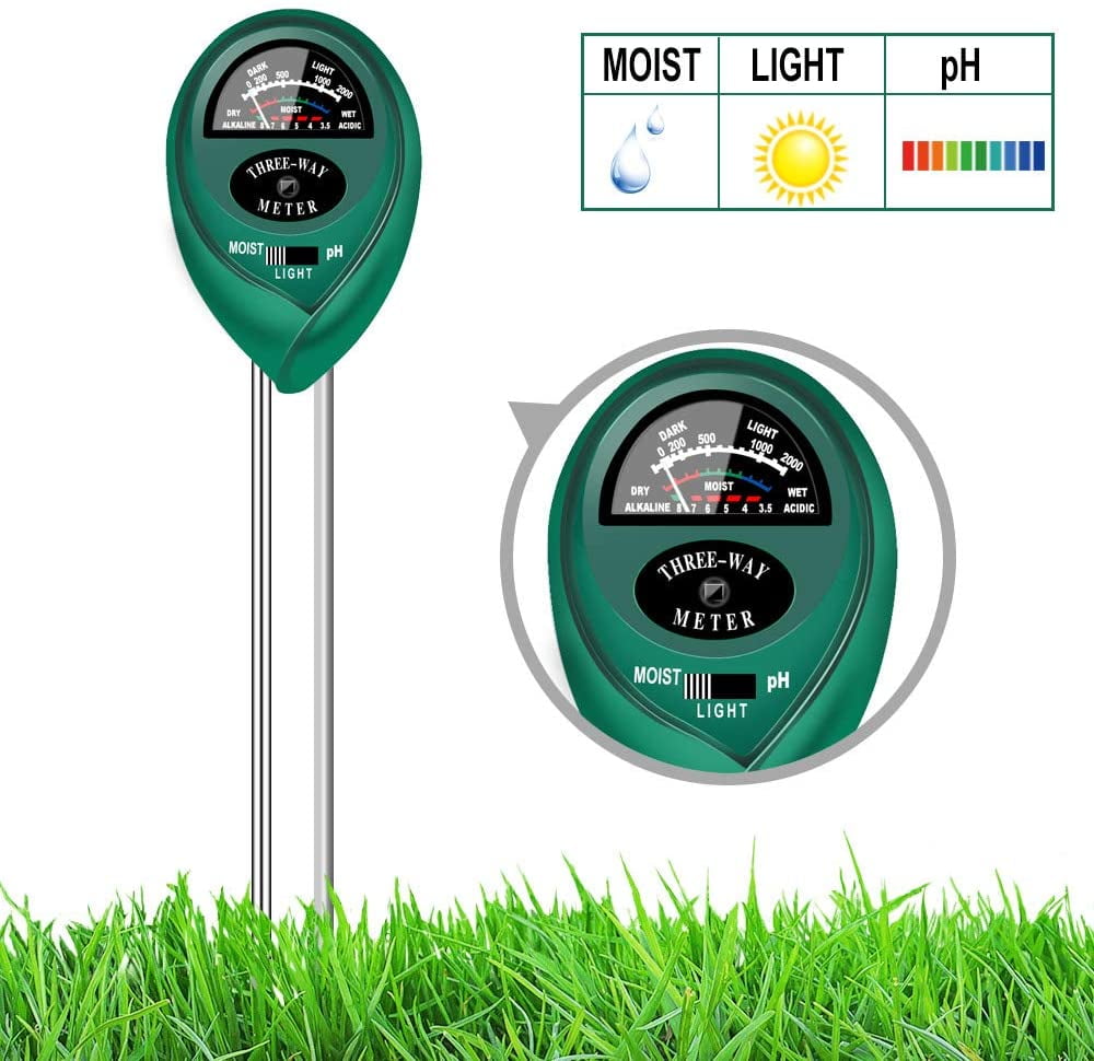 2PC 3-in-1 Soil Tester Meter For Garden Lawn Plant Moisture//Light//pH Sensor Tool