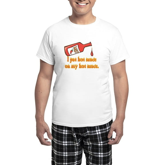 CafePress - Put Hot Sauce On My Hot Sauce Men's Light Pajamas - Men's Light Loose Fit Cotton Pajama Set