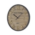 thumbnail image 5 of DecMode 36" Brown Wooden Wall Clock with Gold Accents, 5 of 12