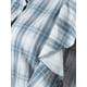 thumbnail image 5 of Camisa de cuadros para mujer INSPIRE CHIC, casual, con volantes, de manga corta, con cordón, blusa de verano, gris azul L, 5 of 6