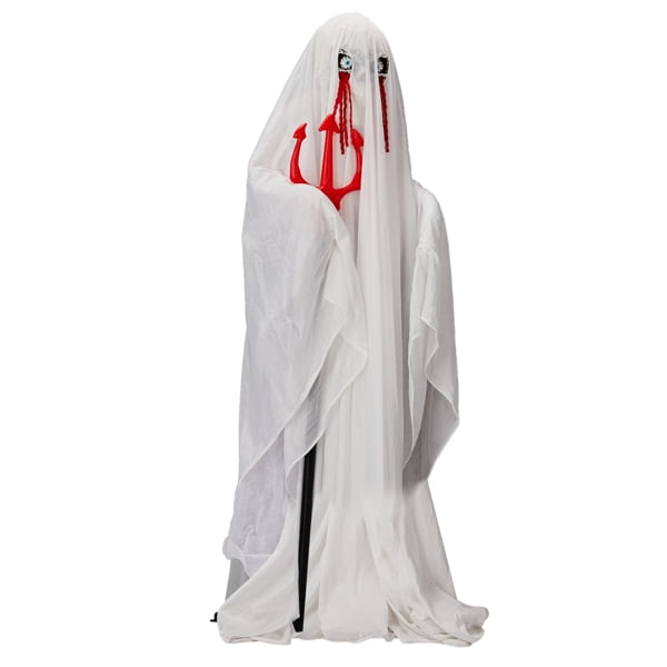 4.3ft Life-Size Halloween Animatronic Ghost, Sound-Activated (Green LED Body + Scary Sounds), 1-Minute Assembly for Yard/Haunted House/Party