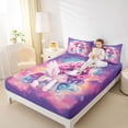 thumbnail image 4 of Castle Fairy Cartoon Animal Unicorn Twin Sheet Sets 3pcs for Preppy Child Girls,Dreamy Princess Twin Fitted Sheet Microfiber,Universe Galaxy Breathable Flat Sheet,Microfiber Bedroom Decor, 4 of 7