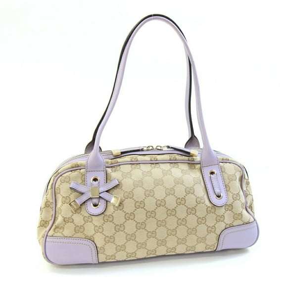 Pre-Owned Gucci GG Princess Handbag 161720 Beige Lavender Canvas Leather Shoulder... (Good)