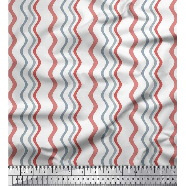 Soimoi Tissu en Poly Georgette Vagues Artistiques Imprimé 1 Yard 52 Pouces de Large