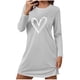 thumbnail image 2 of Camisón corto holgado y cómodo con cuello redondo y manga larga con estampado de corazones para mujer, 2 of 6