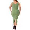 thumbnail image 3 of Agnes Orinda Women's Plus Size Dress Sleeveless V Neck Casual Ribbed Knit Bodycon Cami Dress 4X Green, 3 of 5
