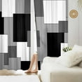 thumbnail image 6 of Black and Grey Geometry Curtains Length Room Modern 52W x 84L Inch Gray Abstract Rod Pocket Curtain for Bedroom Kitchen Living Room Window Drapes 2 Panels, 6 of 6