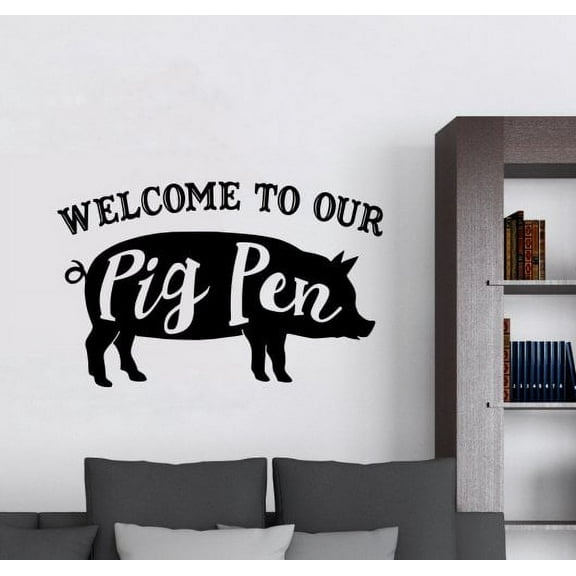 Farm Wall Décor Welcome To Our Pig Pen Entryway Wall Decals Art Sticker 23x15-Inch Black