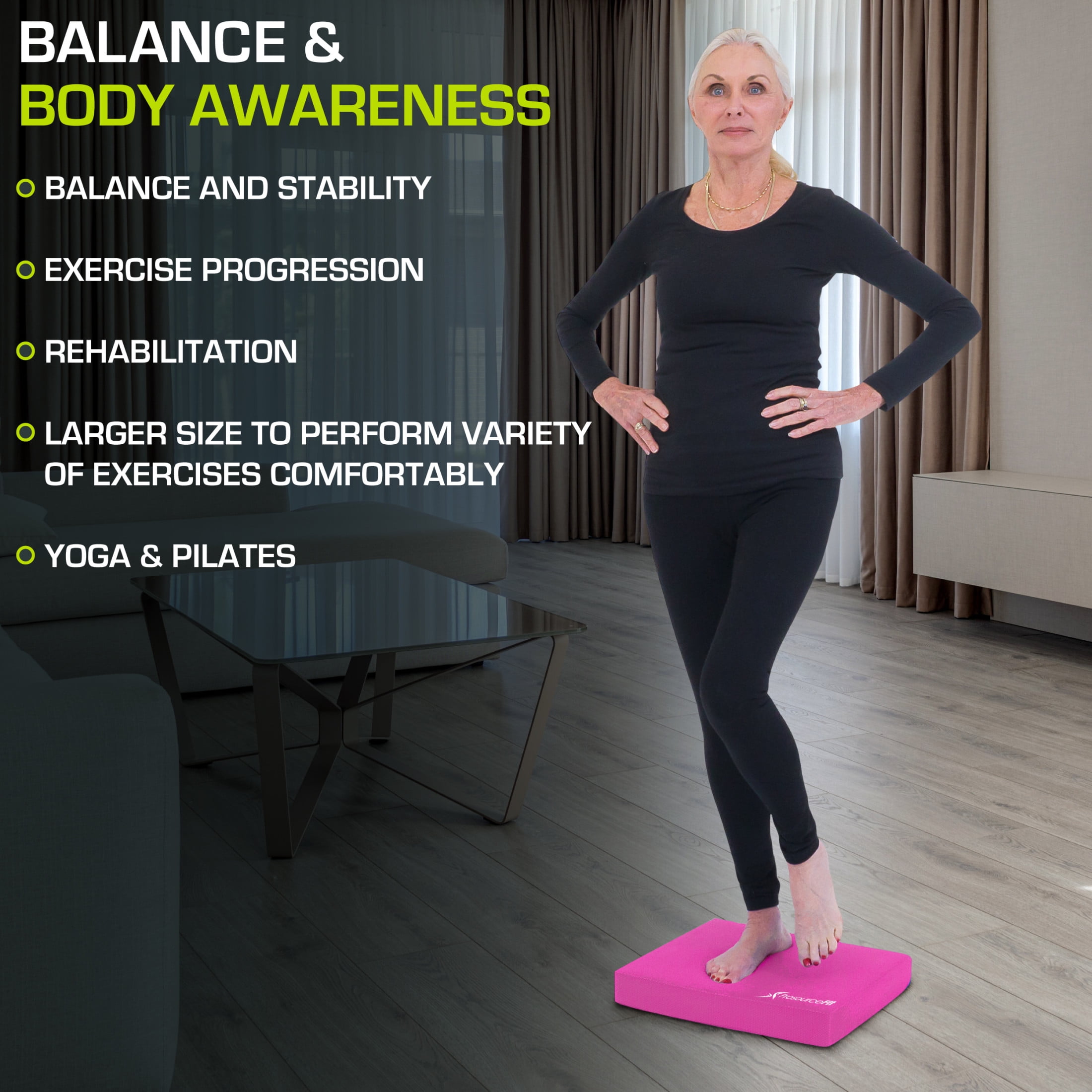 ProsourceFit Exercise Balance Pad for Fitness and Physical Therapy 15"x19" Large