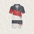 thumbnail image 1 of Pantalons de Pyjama pour Femmes, Hauts à Manches Courtes pour Femmes, Blouse Décontractée pour Enfants Col Rabattu Manches Courtes Mode Ensemble de Pyjama, 1 of 5