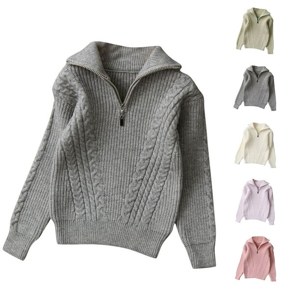 QIPOPIQ Boy's Cable Knitted Sweater Half Zip Lightweight Casual Pullovers for Kids 2-11 Years Clearance
