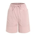 thumbnail image 4 of vigerkar Womens Bermuda Shorts Casual Loose Elastic Drawstring Beach Knee Length short Pants with Pockets Pink, XXL, 4 of 8