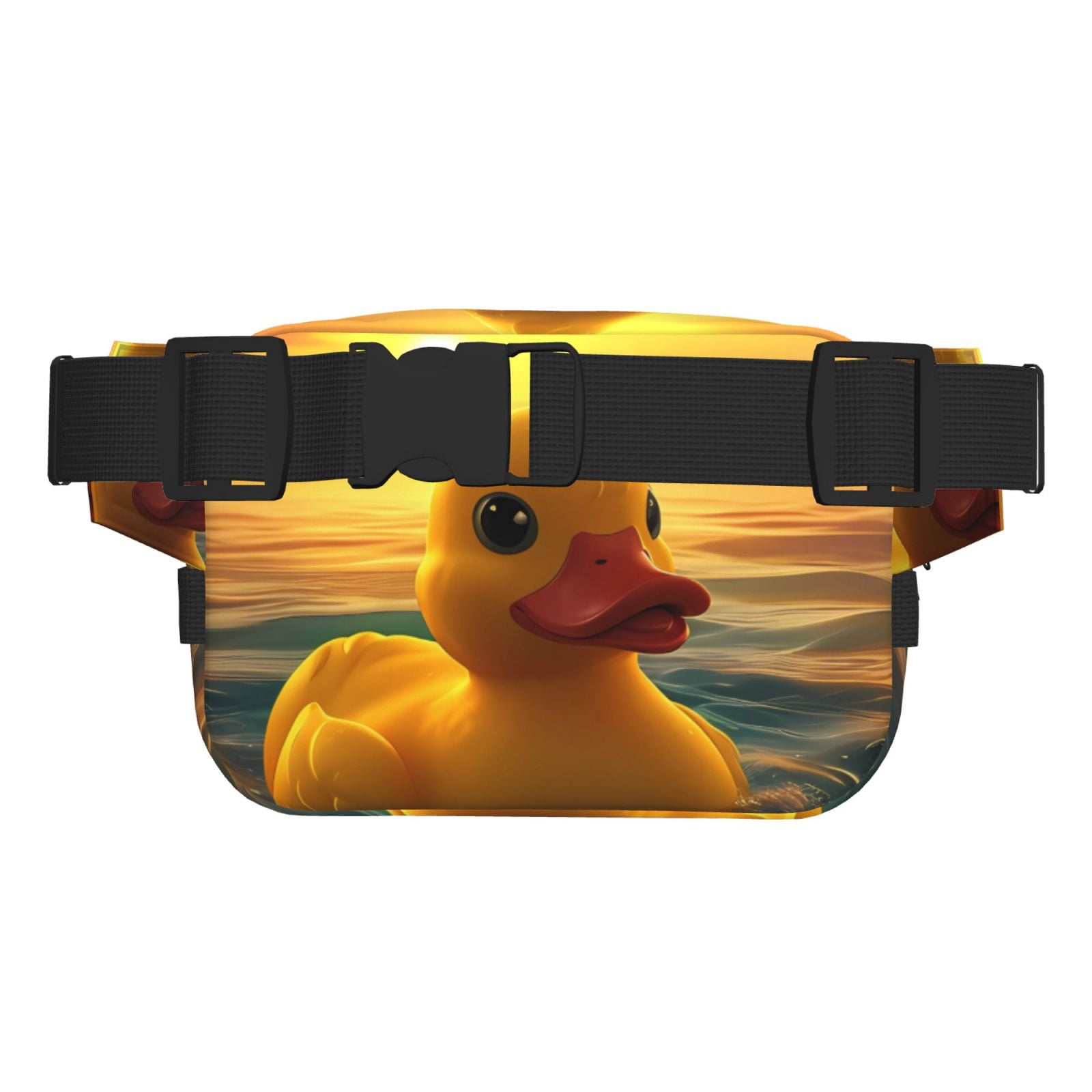 Hirioo Cartoon Swimming Yellow Duck for Double Layer Waist Bag Adjustable Fanny Pack For Travel Running Hiking