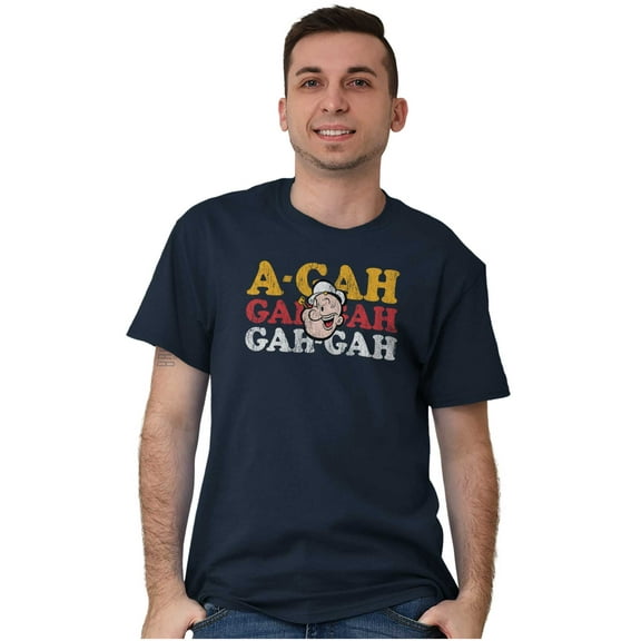 Funny A-Gah Popeye The Sailor Laugh Men's Graphic T Shirt Tees Brisco Brands S