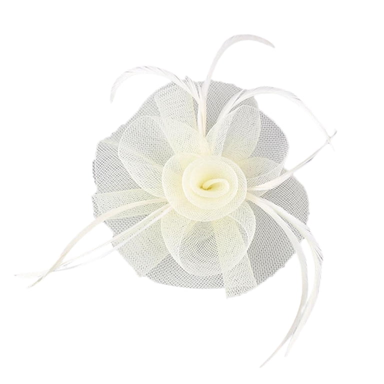 Vintage White Organza Feather Fascinator Hair Clip Floral Wedding Tea Party Tea Party Hair Piece - Etsy main image 4