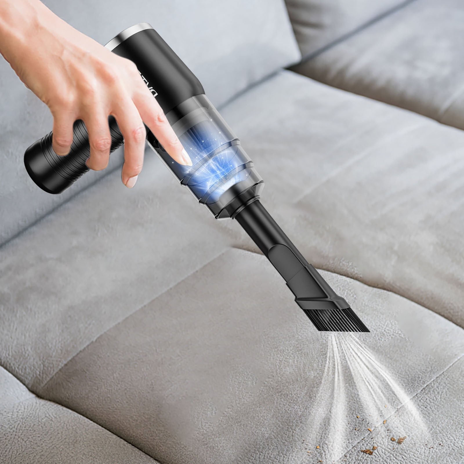SPOORYYO Car Vacuum Cleaner Wireless Portable Handheld - 80W High Power, 4800PA Suction, LED Light, 18000mAh Battery, Multi-Attachment for Auto Interior & Home Cleaning - Cordless, Rechargeable