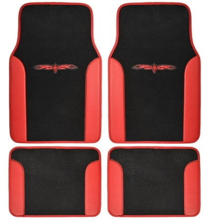 Two Tone Synthetic Leather BLACK & RED Set for Cars / Trucks by