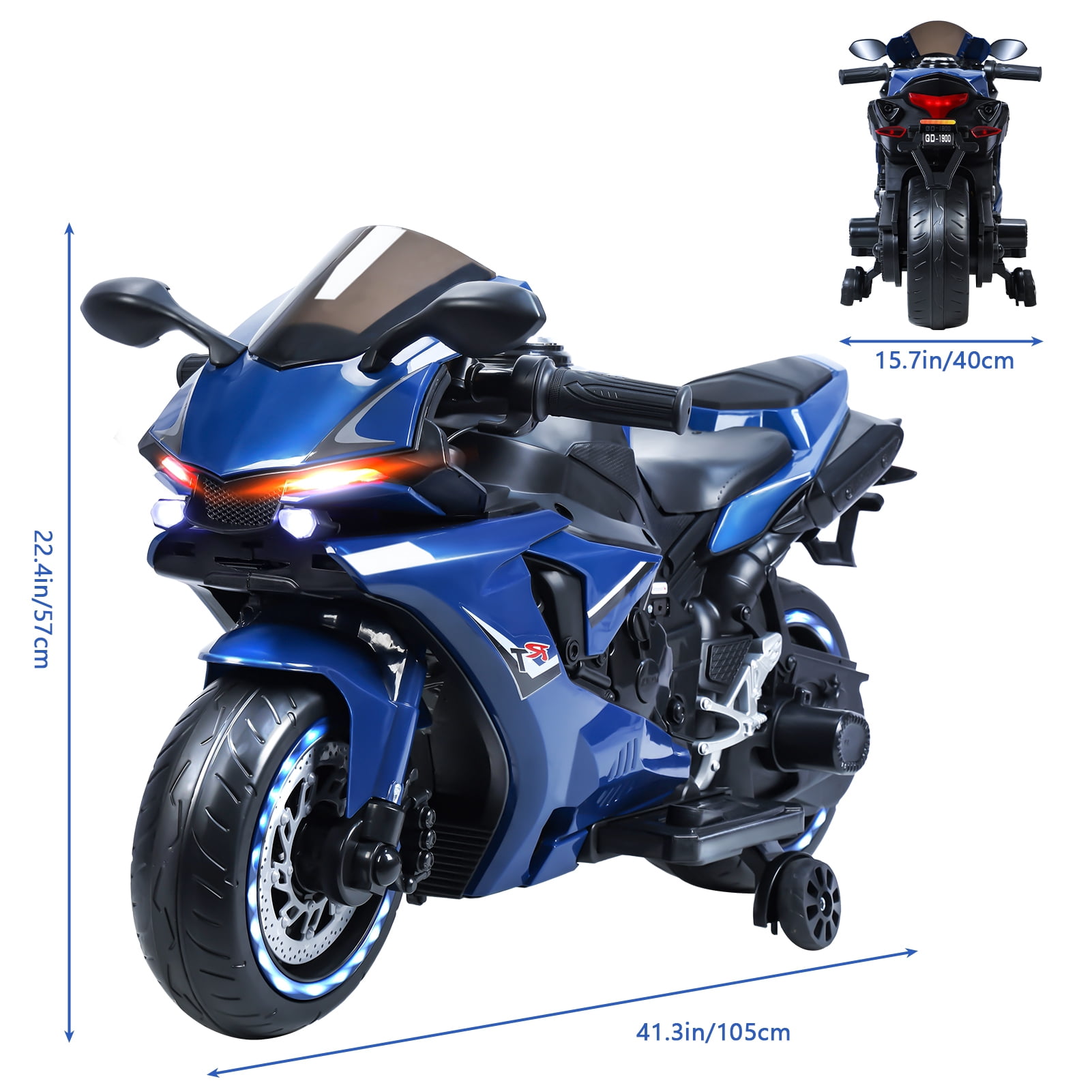 Suhire Kids Electric Motorcycle, 12V Ride-On Dirt Bike with Safety Wheels, 9mph Speed, Light Up Tires, Age 2-8