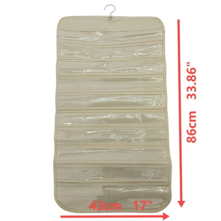 EQCOTWEA Hanging Jewelry Organizer Earring Display Pouch Accessories Storage Bag 80 Pocket