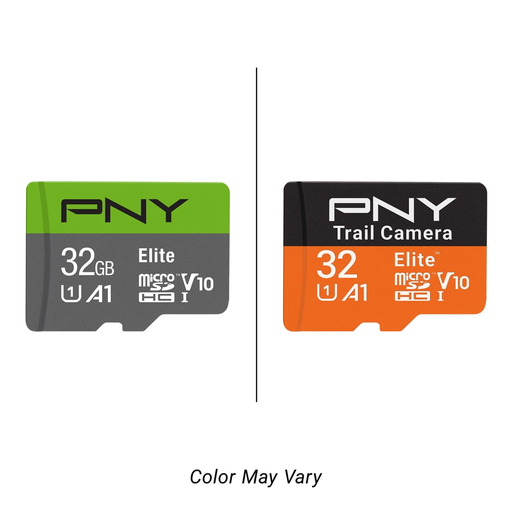 PNY 32GB Elite Class 10 U1 V10 A1 microSDHC Trail Camera Flash Card - Read up to 100MB/s, UHS-I, HD Outdoor & Wildlife Content (Packaging May Vary)